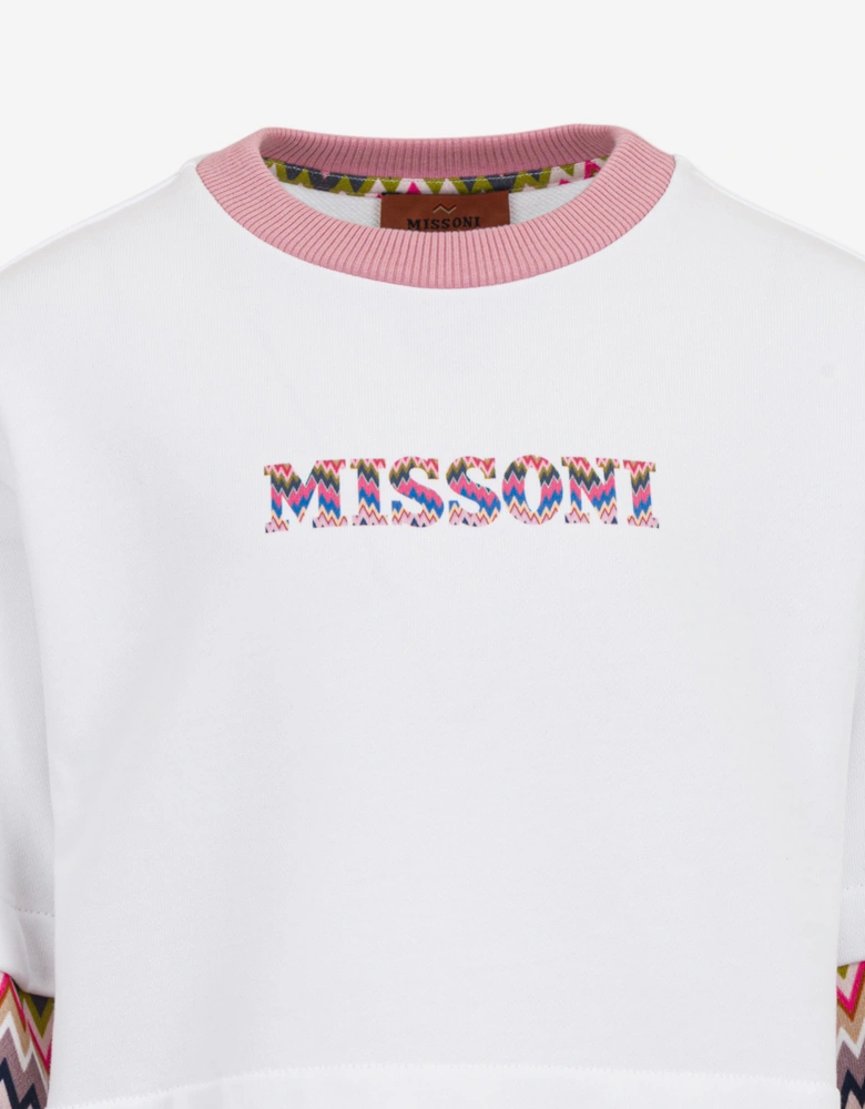 Girls Zigzag Logo Sweatshirt in White