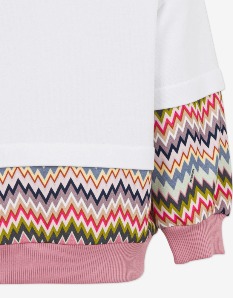 Girls Zigzag Logo Sweatshirt in White