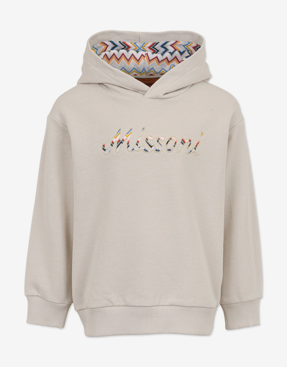 Boys Zigzag Logo Hoodie in Beige, 5 of 4