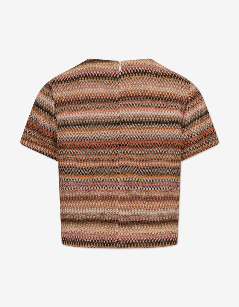 Girls Knitted Zigzag Top in Multicolour