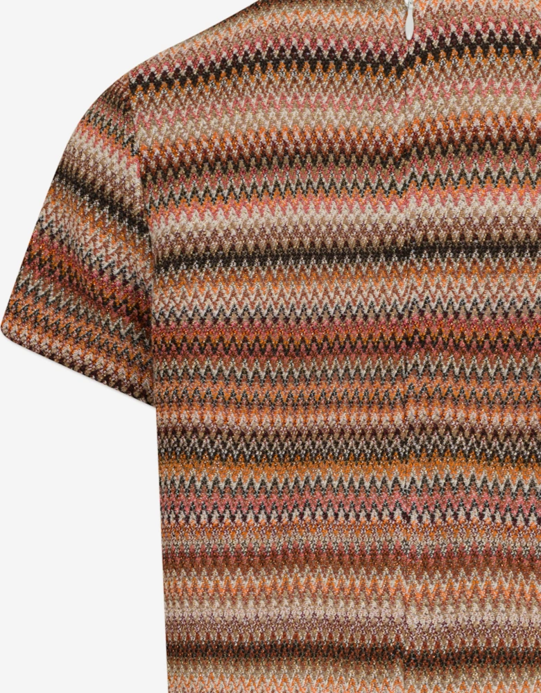 Girls Knitted Zigzag Top in Multicolour
