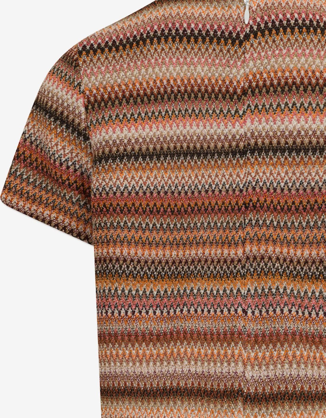 Girls Knitted Zigzag Top in Multicolour