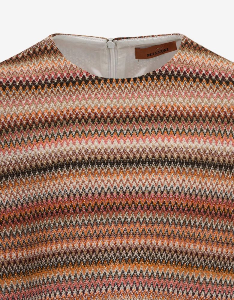Girls Knitted Zigzag Top in Multicolour