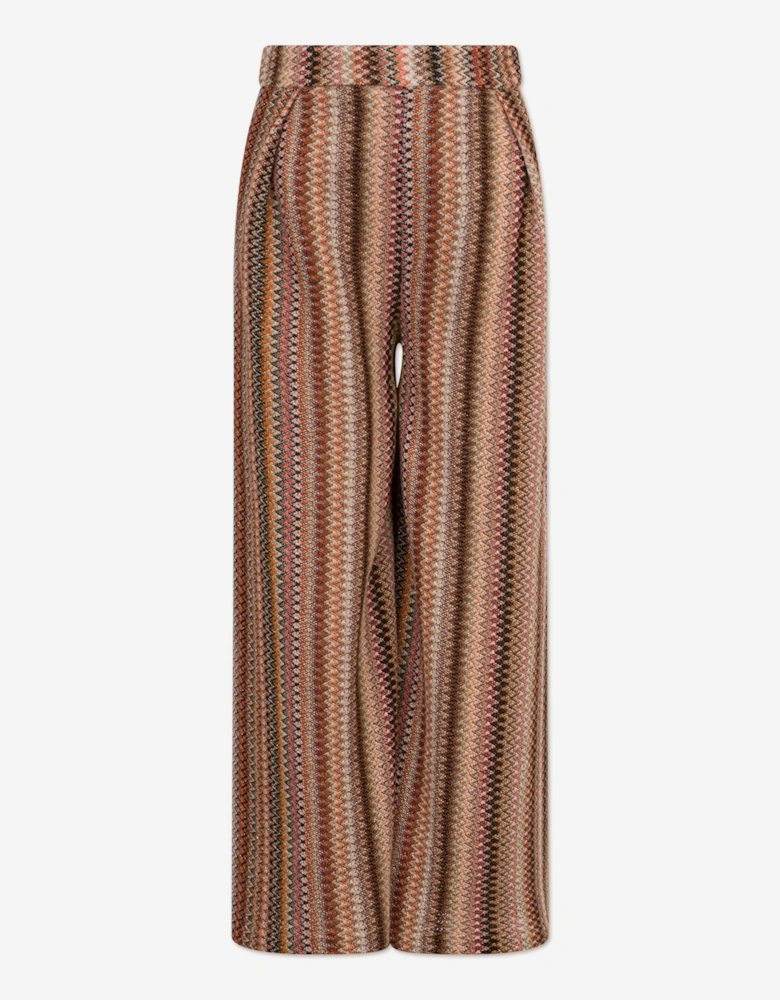 Girls Zigzag Knitted Trousers in Multicolour