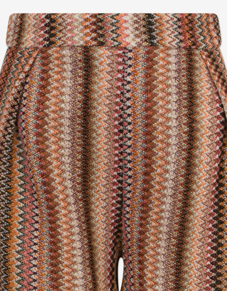 Girls Zigzag Knitted Trousers in Multicolour