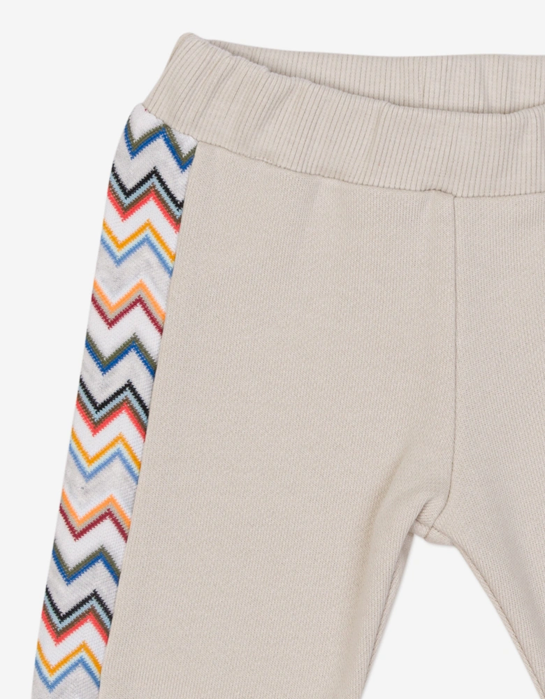Baby Boys Zigzag Logo Joggers in Beige