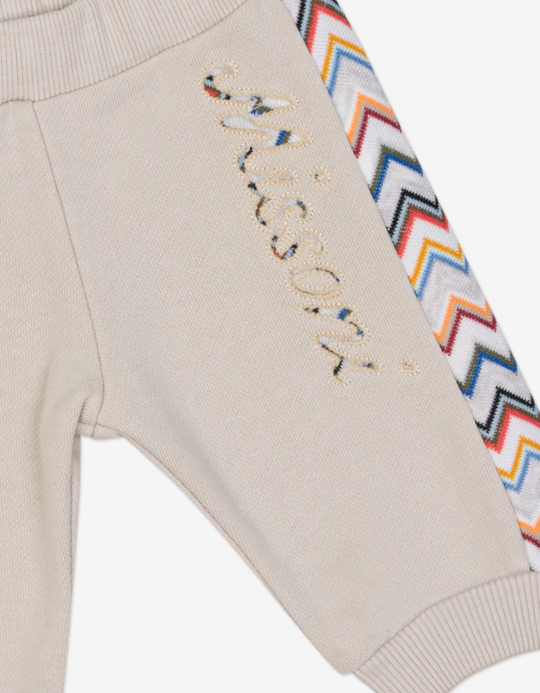 Baby Boys Zigzag Logo Joggers in Beige