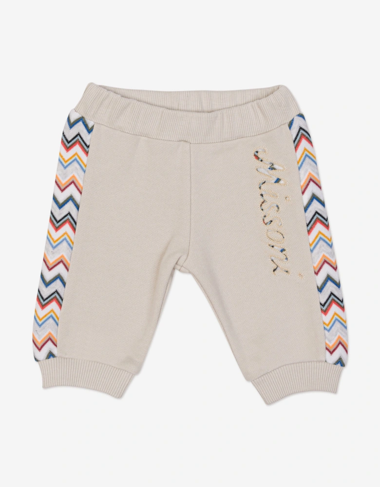 Baby Boys Zigzag Logo Joggers in Beige