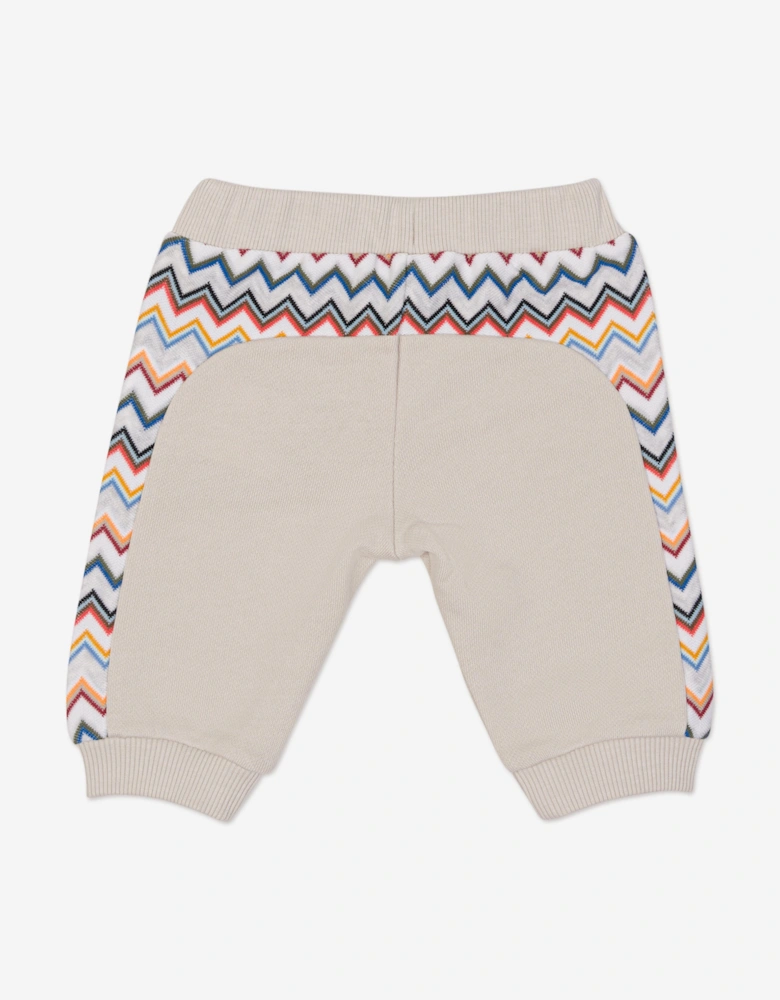 Baby Boys Zigzag Logo Joggers in Beige