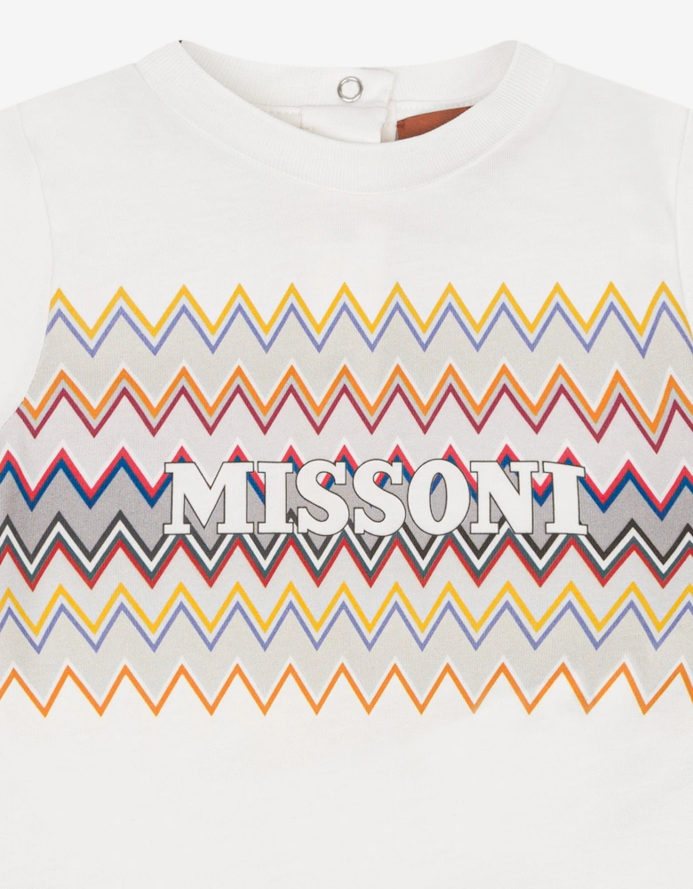 Baby Boys Zigzag Logo T-Shirt in Ivory