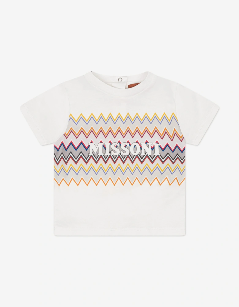 Baby Boys Zigzag Logo T-Shirt in Ivory
