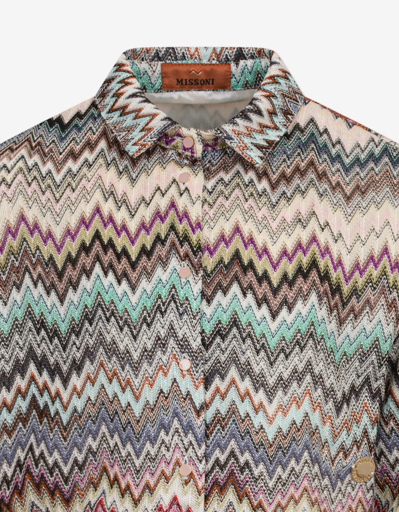 Girls Knitted Zigzag Dress in Multicolour