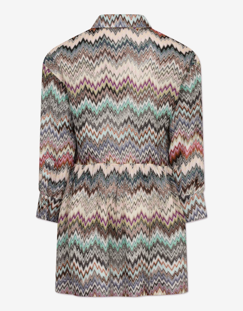 Girls Knitted Zigzag Dress in Multicolour