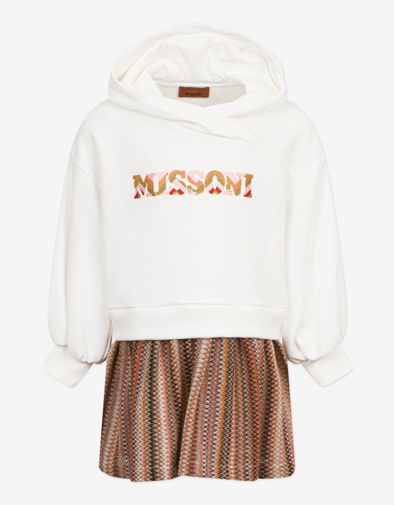 Girls Logo Sweater Dress in Ivory