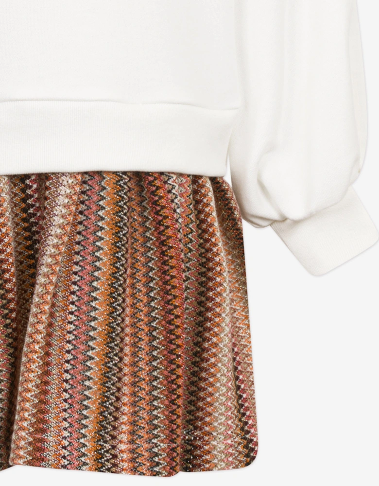 Girls Logo Sweater Dress in Ivory