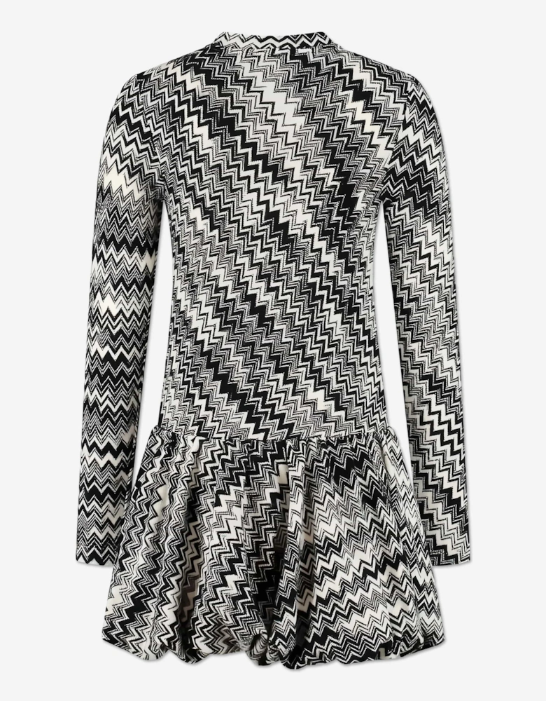 Girls Zigzag Jersey Dress in Black