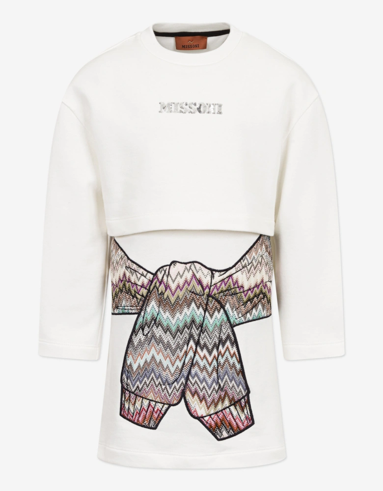 Girls Logo Sweater Dress in Ivory