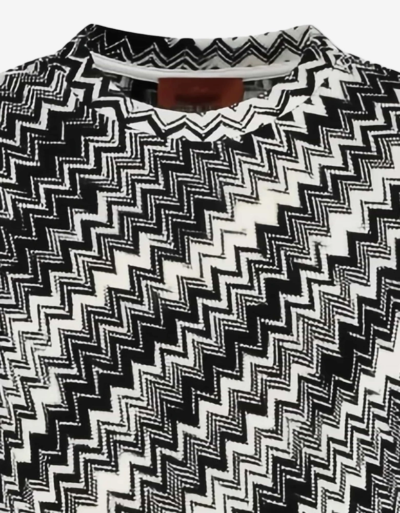 Girls Zigzag Jersey Dress in Black