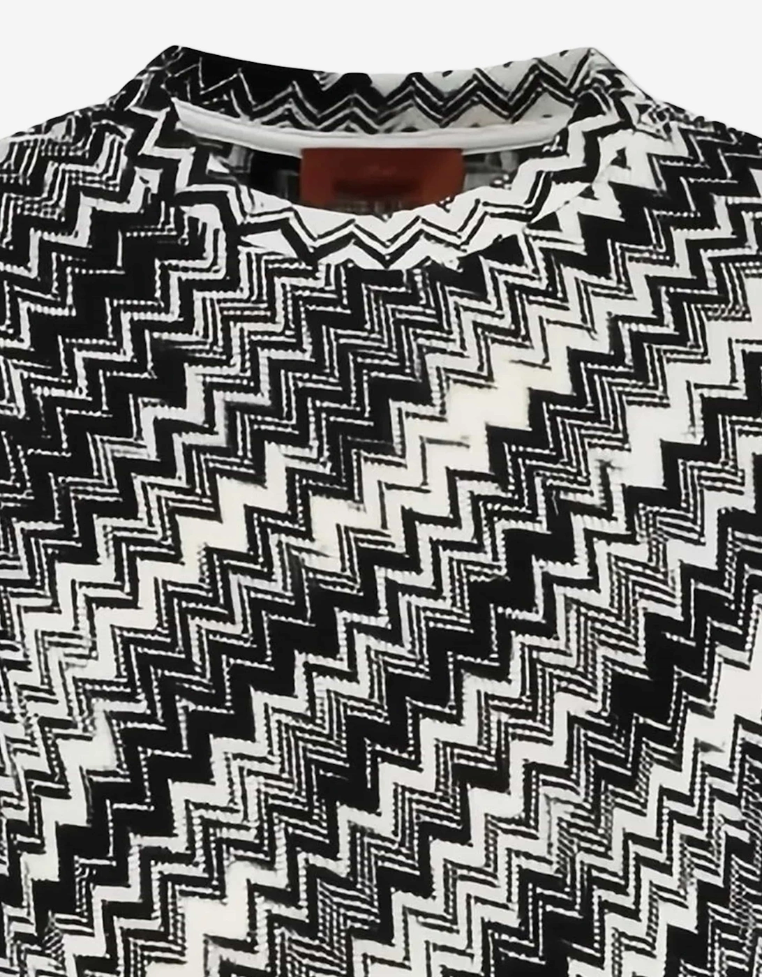 Girls Zigzag Jersey Dress in Black