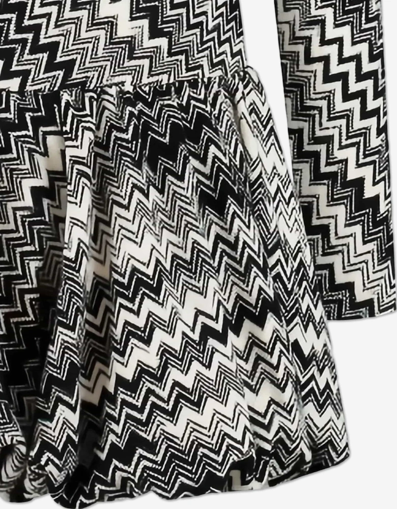 Girls Zigzag Jersey Dress in Black