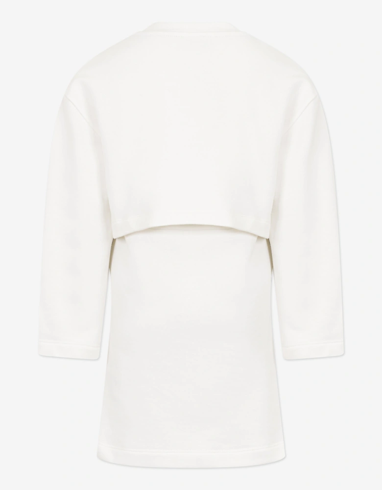 Girls Logo Sweater Dress in Ivory