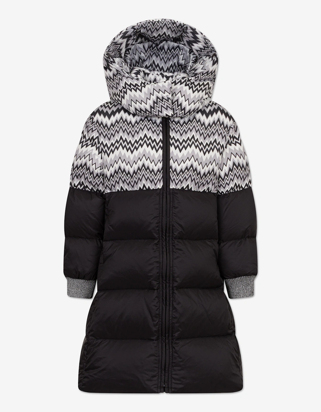 Girls Down Padded Zigzag Puffer Jacket in Black, 5 of 4