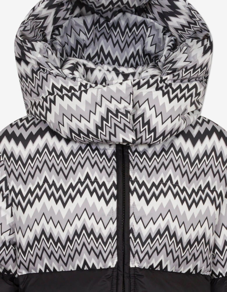 Girls Down Padded Zigzag Puffer Jacket in Black