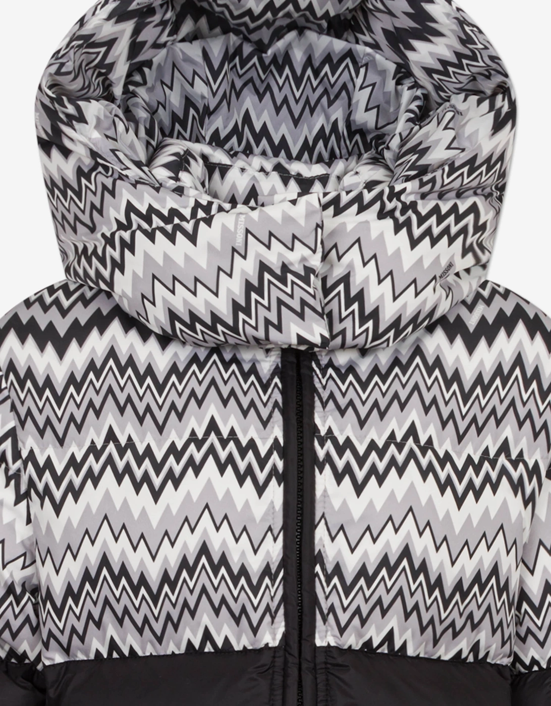 Girls Down Padded Zigzag Puffer Jacket in Black