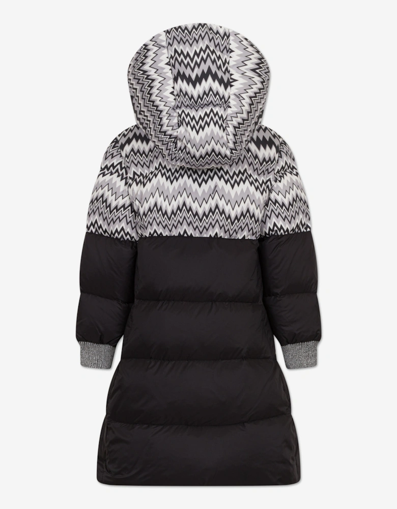 Girls Down Padded Zigzag Puffer Jacket in Black