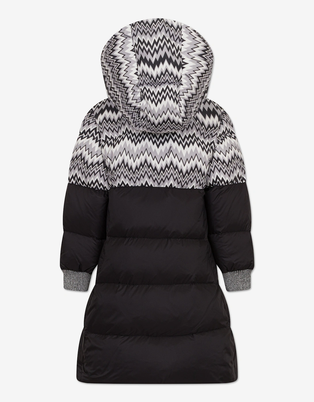Girls Down Padded Zigzag Puffer Jacket in Black