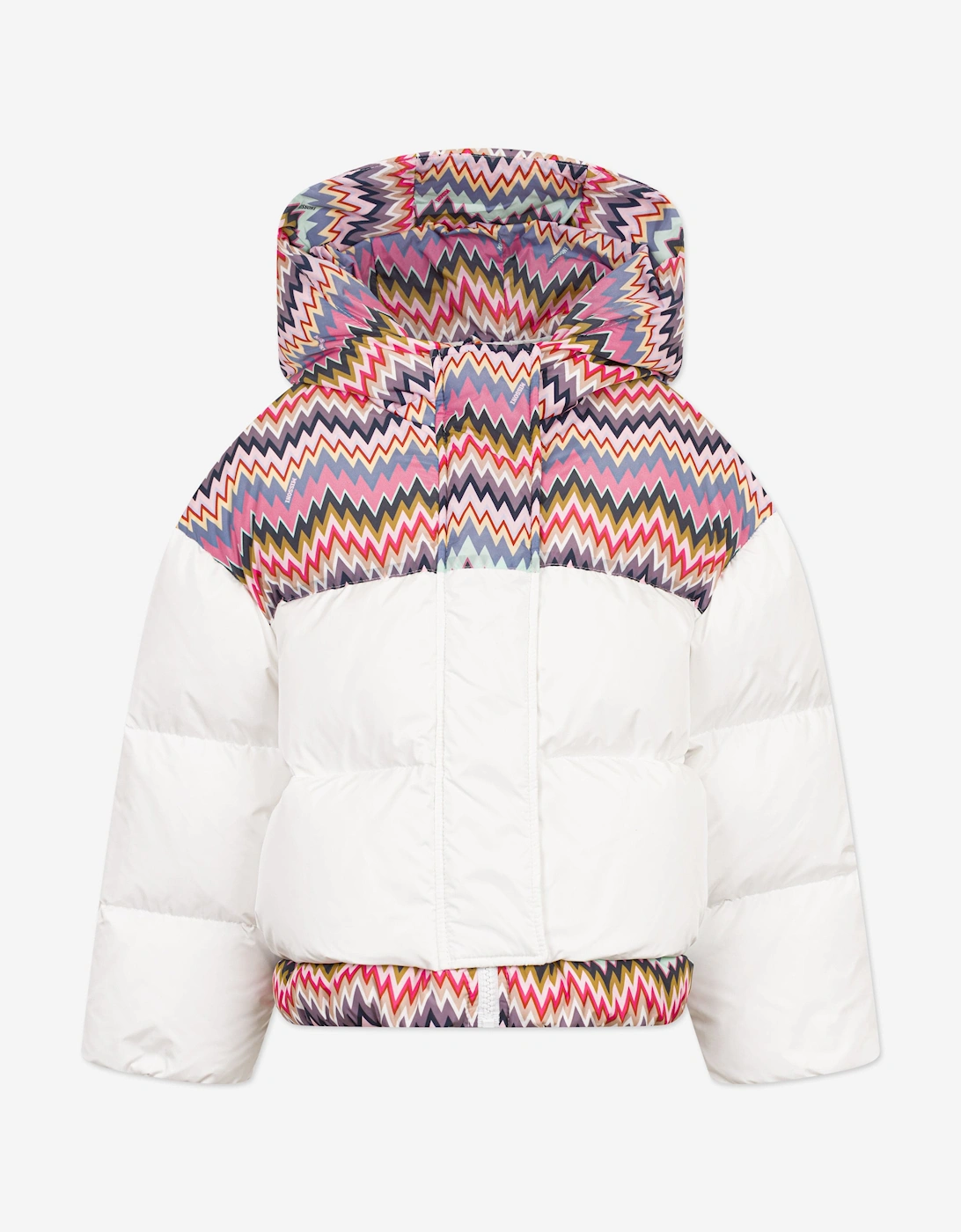 Girls Down Padded Zigzag Puffer Jacket in Ivory, 4 of 3