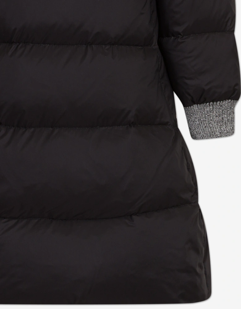 Girls Down Padded Zigzag Puffer Jacket in Black
