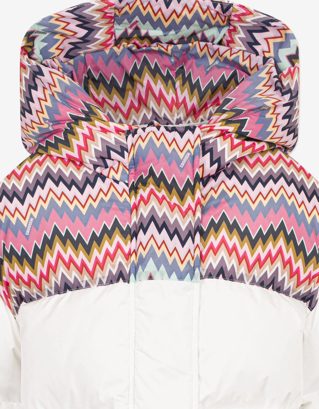 Girls Down Padded Zigzag Puffer Jacket in Ivory