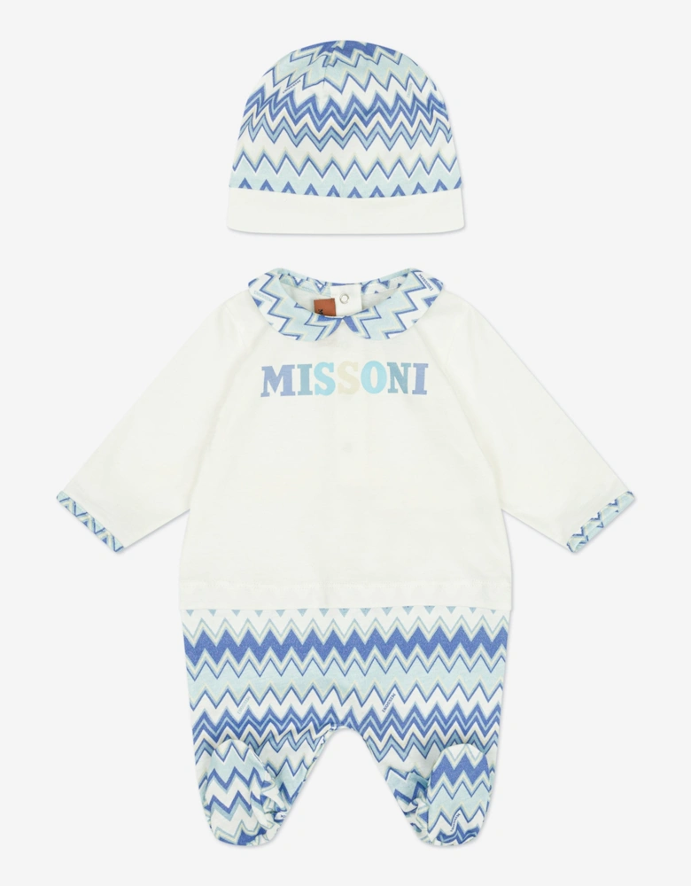 Baby Boys Zigzag Babygrow Set in Blue