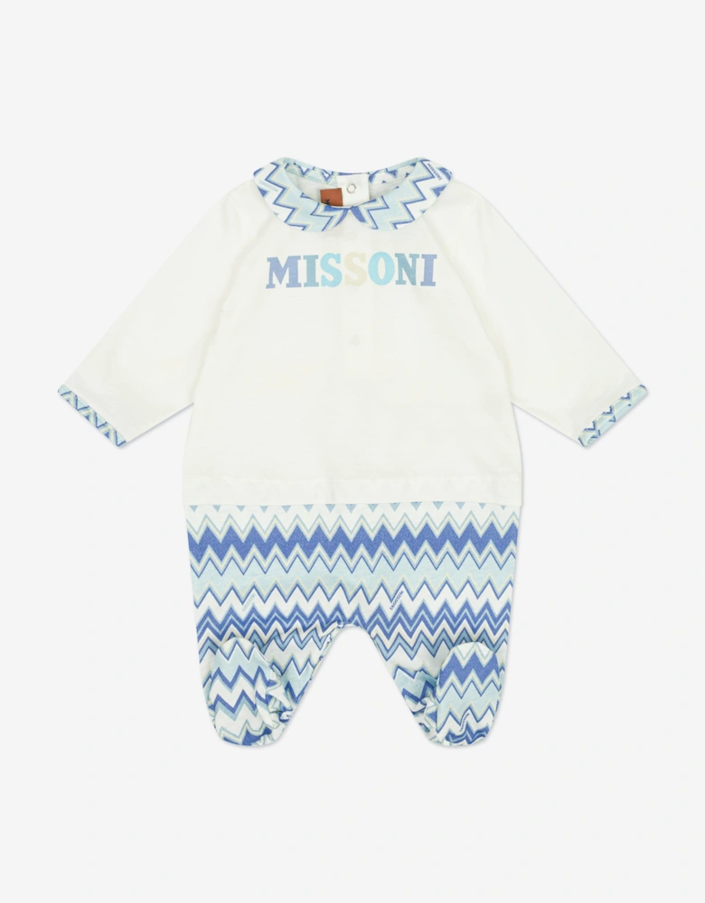 Baby Boys Zigzag Babygrow Set in Blue