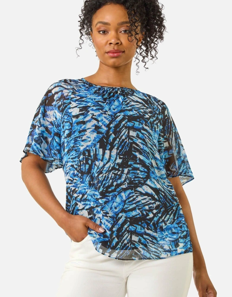 Petite Abstract Angel Sleeve Top