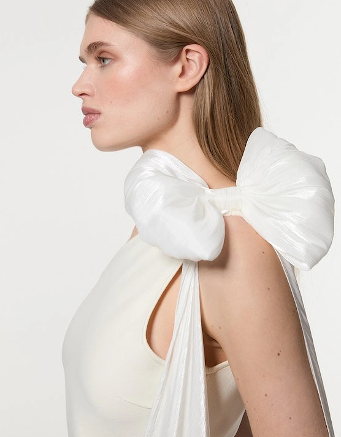 Bandage Figure Form Knit Woven Cape Detail Maxi Dress