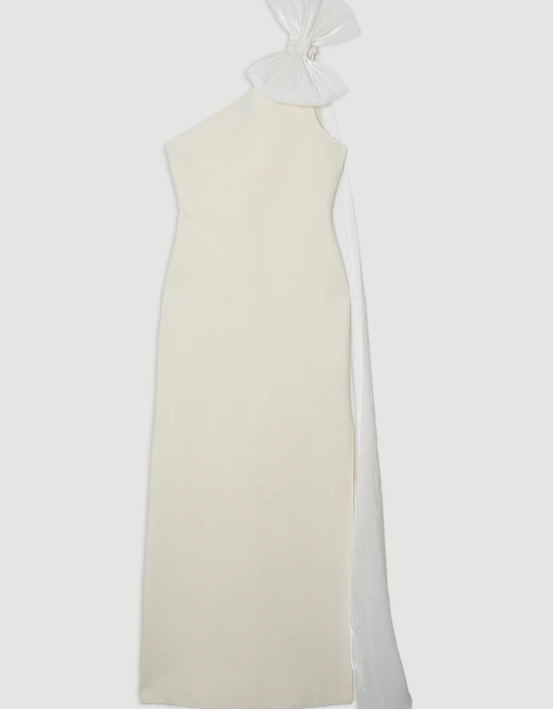 Bandage Figure Form Knit Woven Cape Detail Maxi Dress