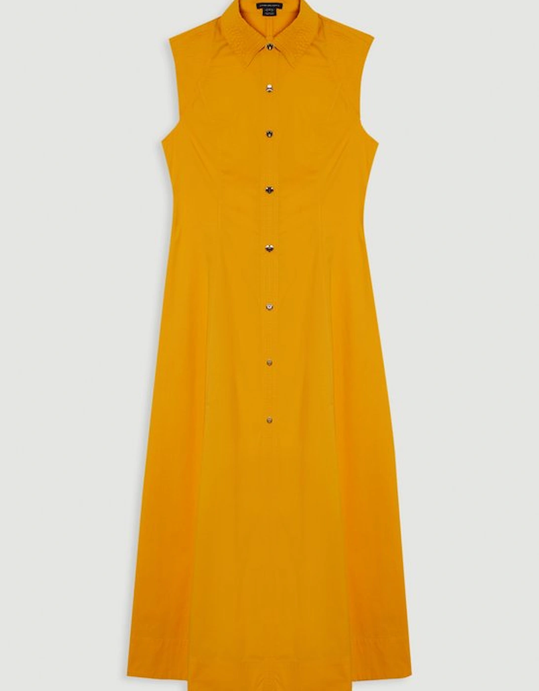 Cotton Top Stitch Woven Midi Shirt Dress