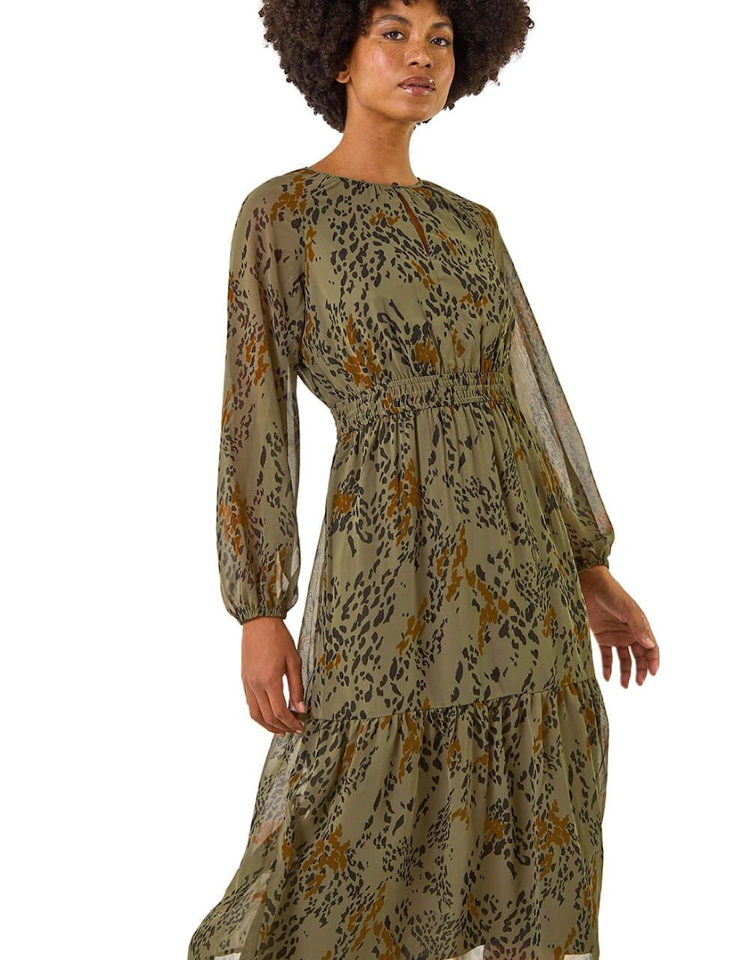 Speckled Print Keyhole Midi Dress, 2 of 1