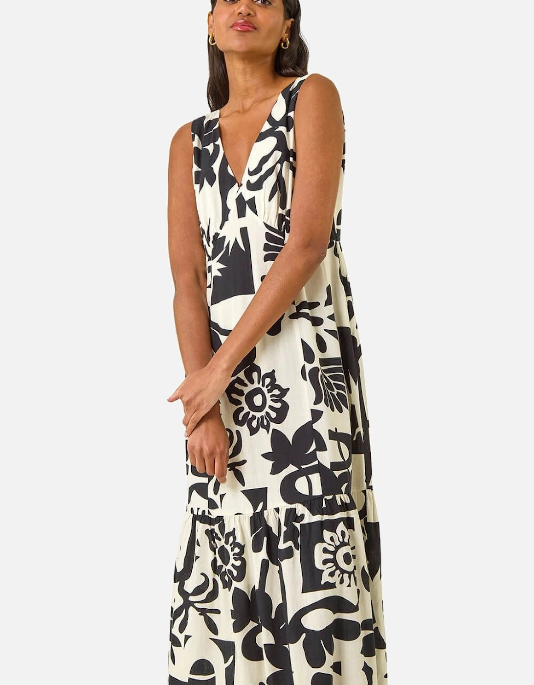 Abstract Tiered Midi Dress, 2 of 1