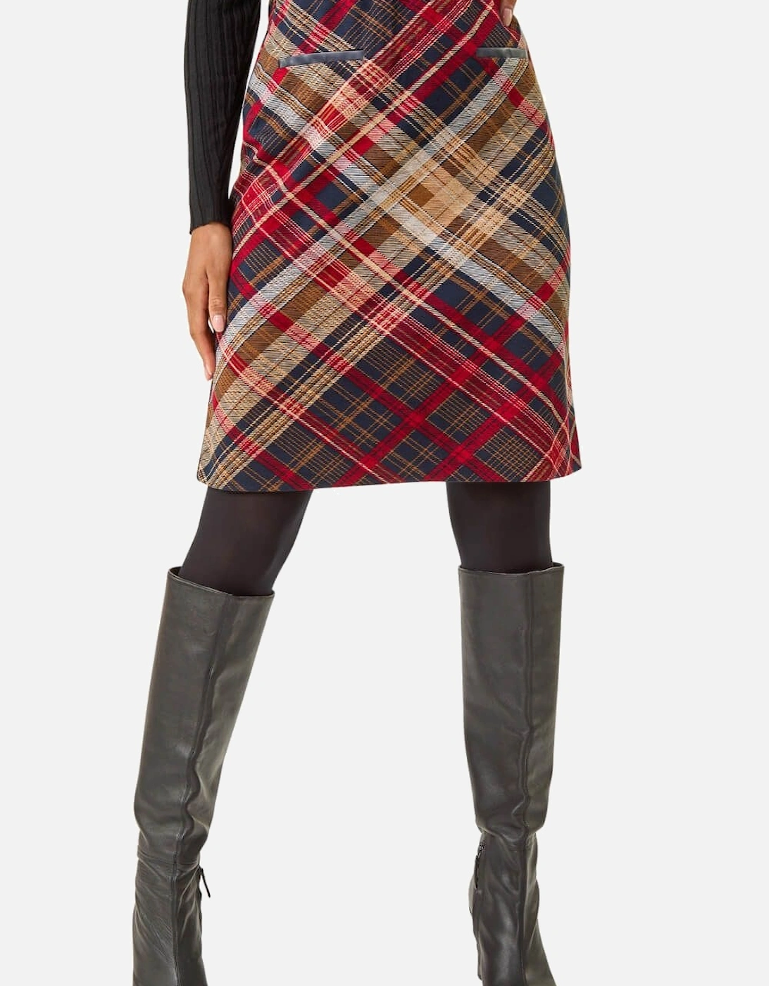 Check Print Stretch Pencil Skirt, 2 of 1