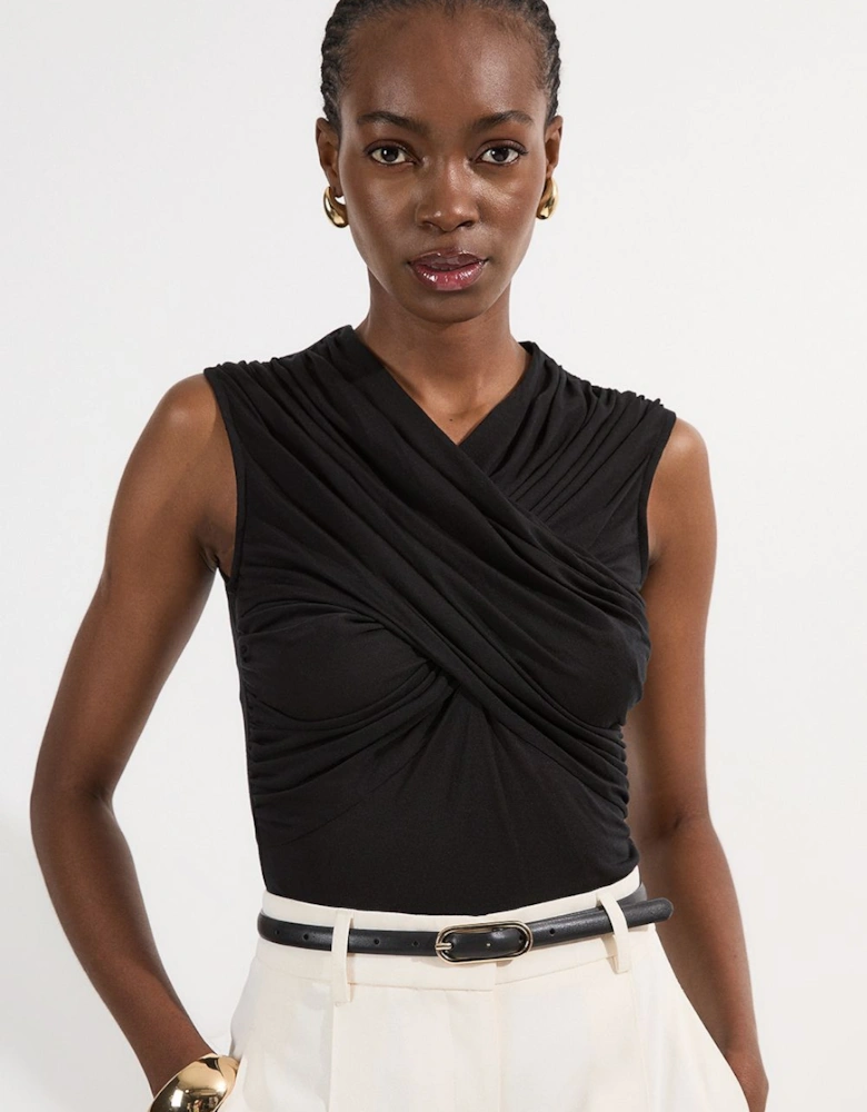 Premium Tencel Jersey Wrap Detail Top