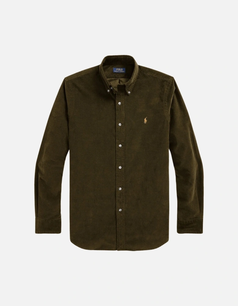 Olive Green Long Sleeve Corduroy Shirt