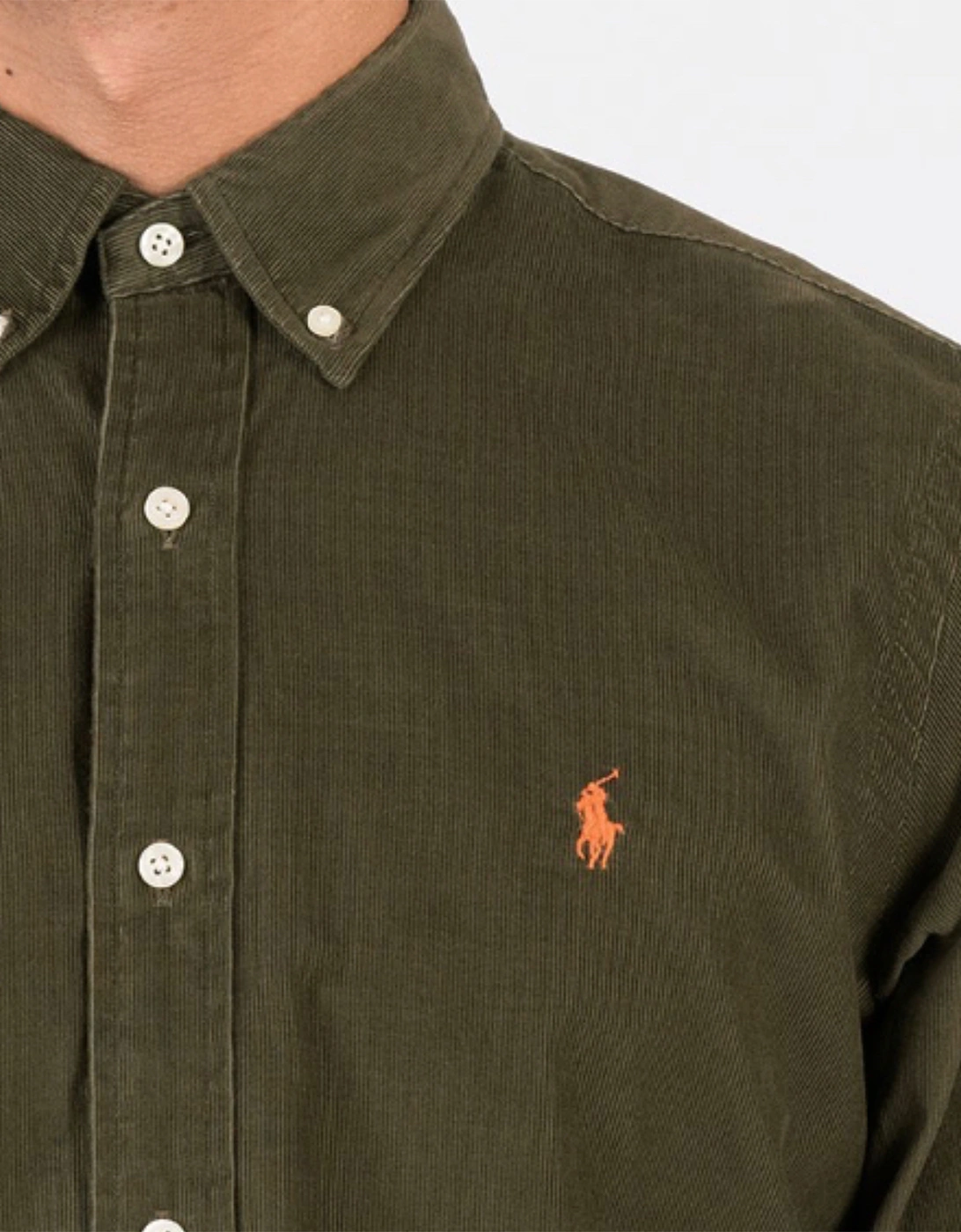 Olive Green Long Sleeve Corduroy Shirt
