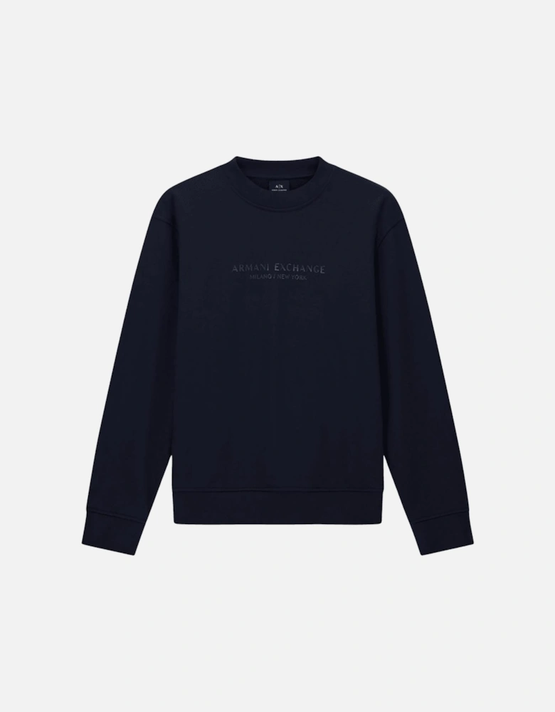Rubberised Tonal Logo Navy Sweatshirt