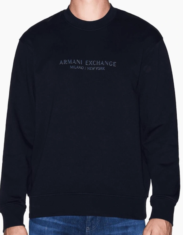 Rubberised Tonal Logo Navy Sweatshirt