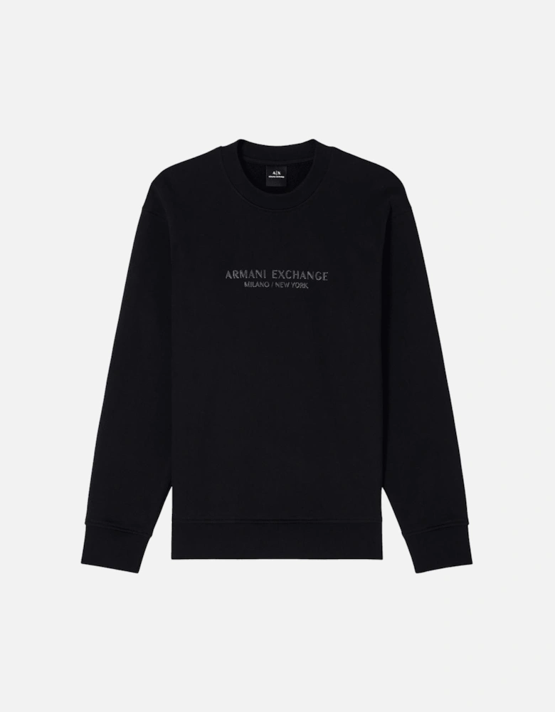 Rubberised Tonal Logo Black Sweatshirt