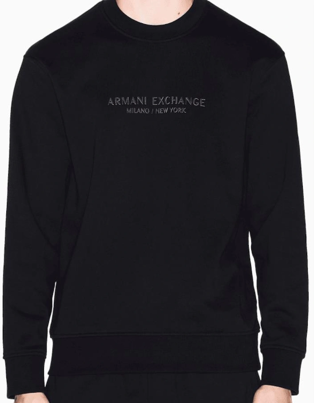 Rubberised Tonal Logo Black Sweatshirt