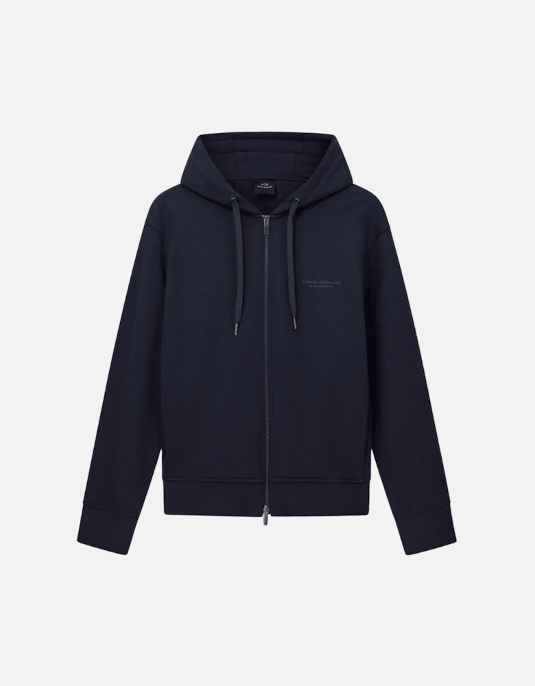 Cotton Tonal Logo Navy Zip Hooded Tracksuit